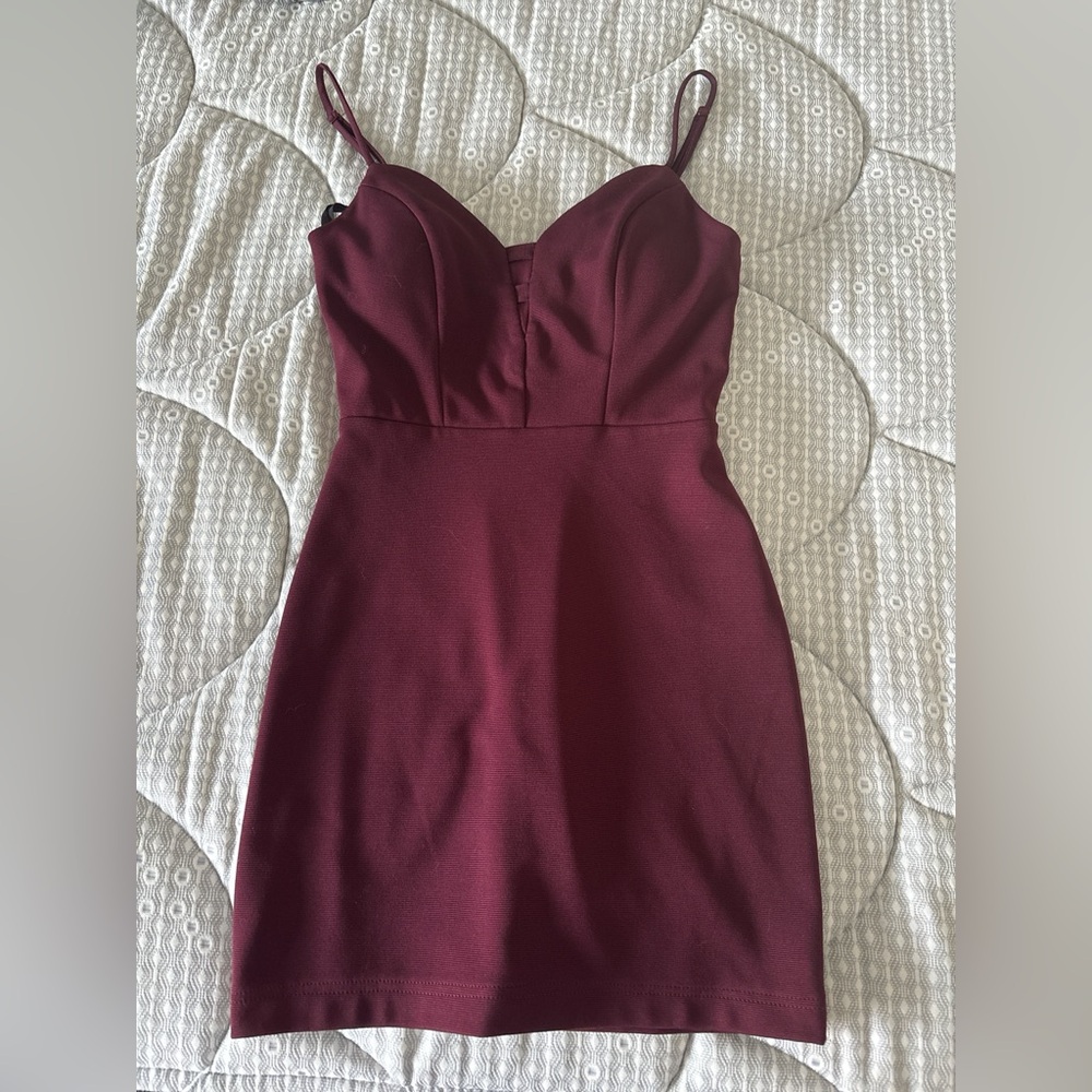 B Darlin Burgundy Mini Dress